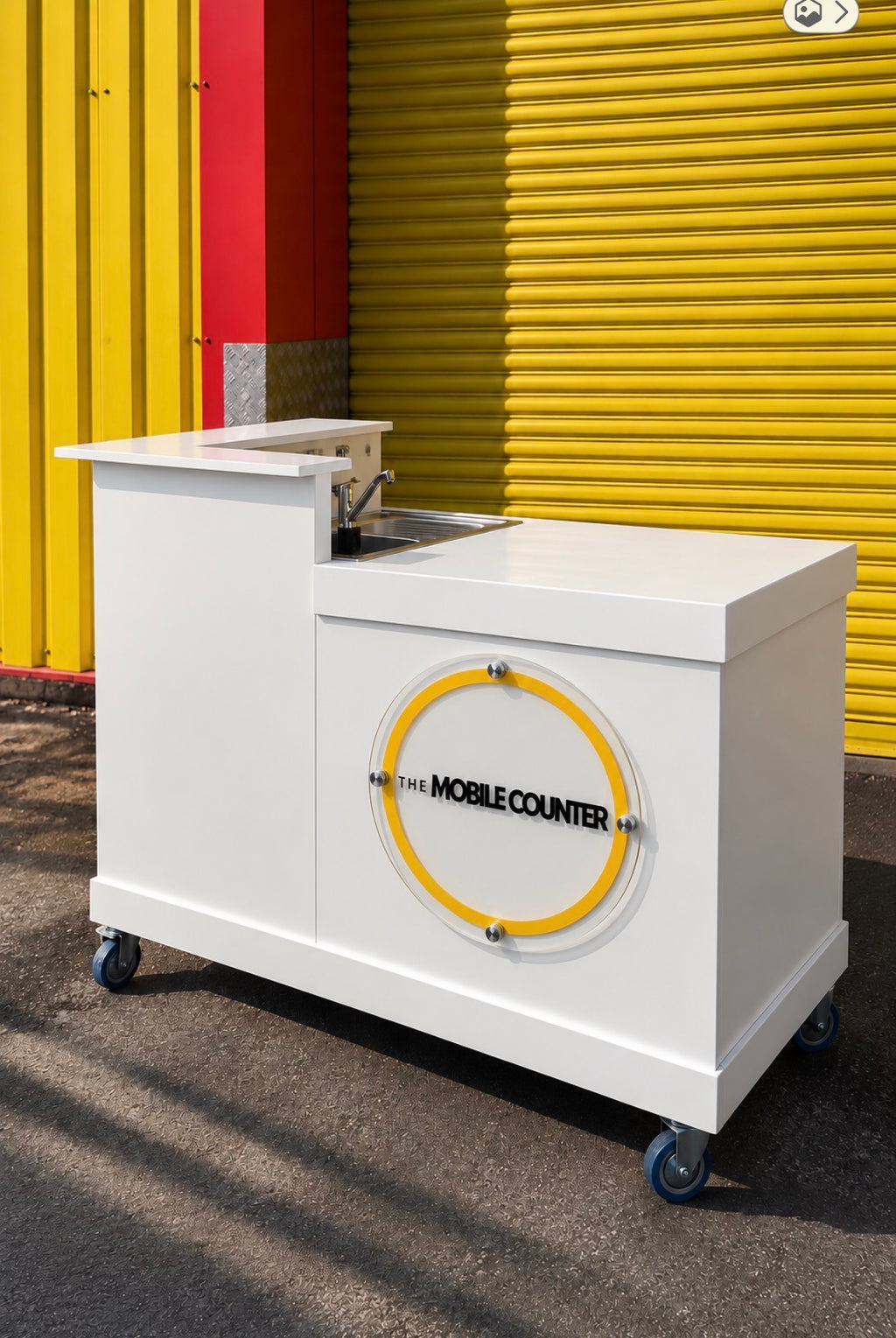 Bespoke mobile catering cart with hand wash station
