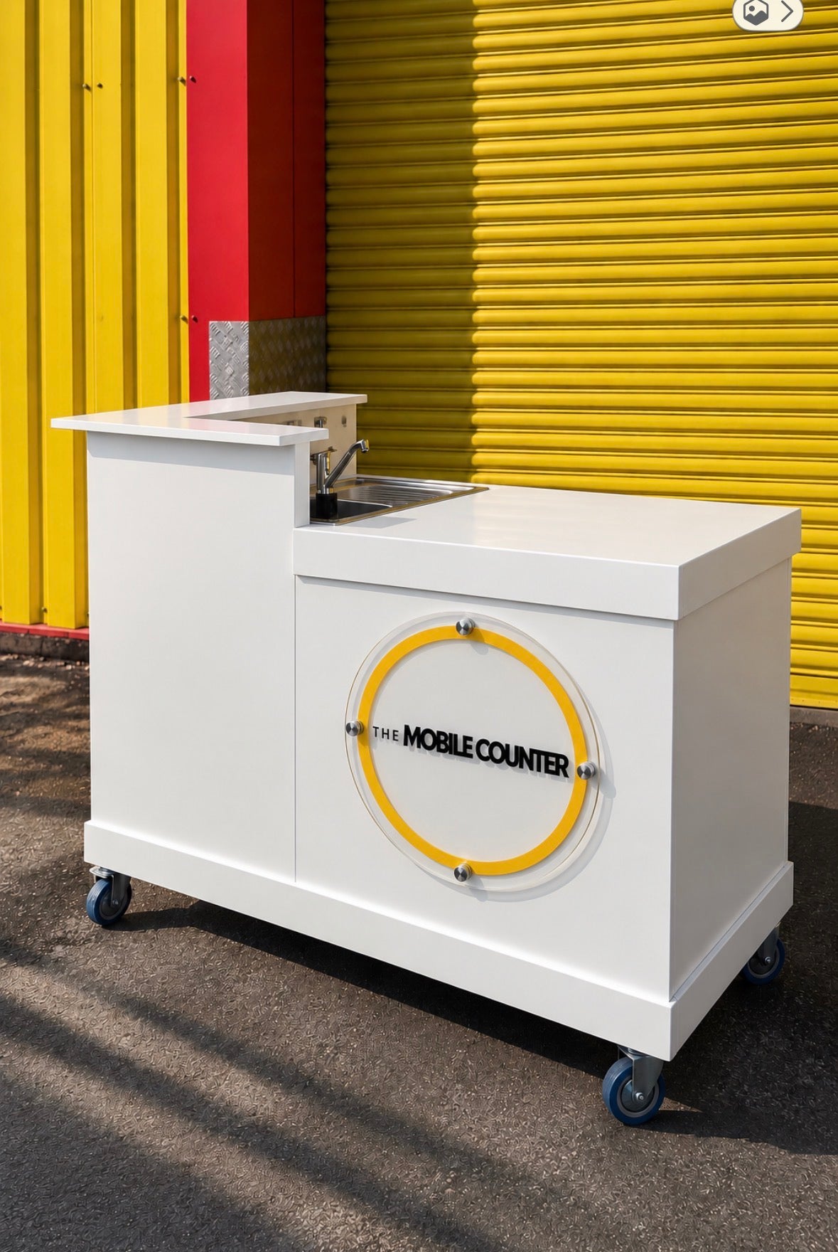 Bespoke mobile catering cart with hand wash station