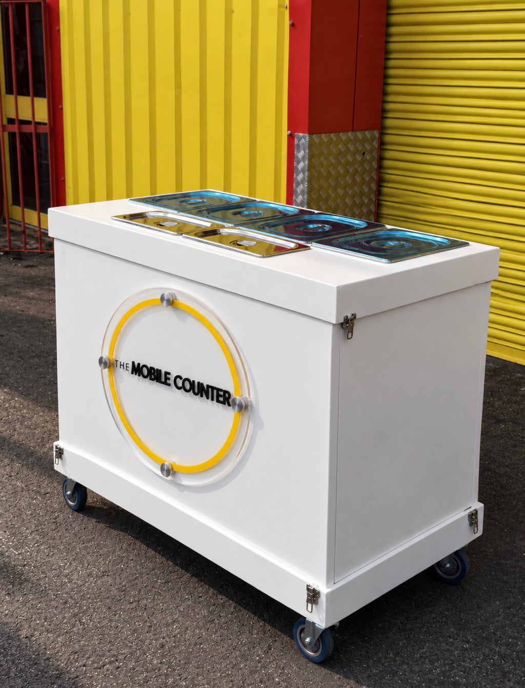 Modern Mobile business vendor cart on wheels made in UK
